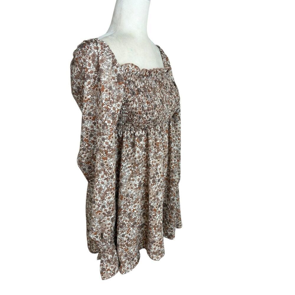 J For Justify Top Womens Size S Brown Floral Ruffled Babydoll Boho ASO Friends - Picture 7 of 12